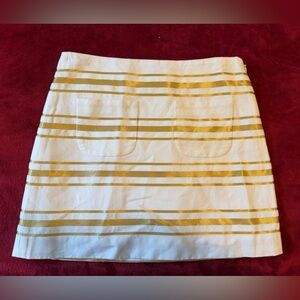 J. Crew White and Gold Striped Skirt